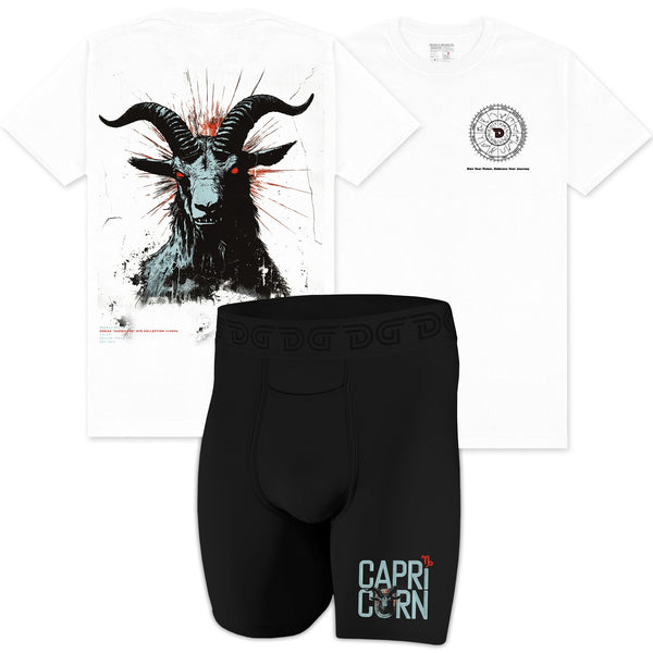 Capricorn Pack — men's zodiac boxer brief and graphic tee set