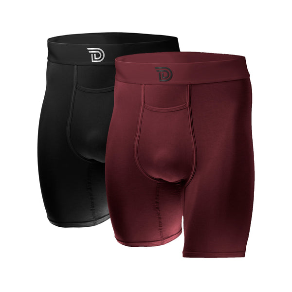 Core Duo Black & Oxblood — men's micro-modal boxer brief 2-pack