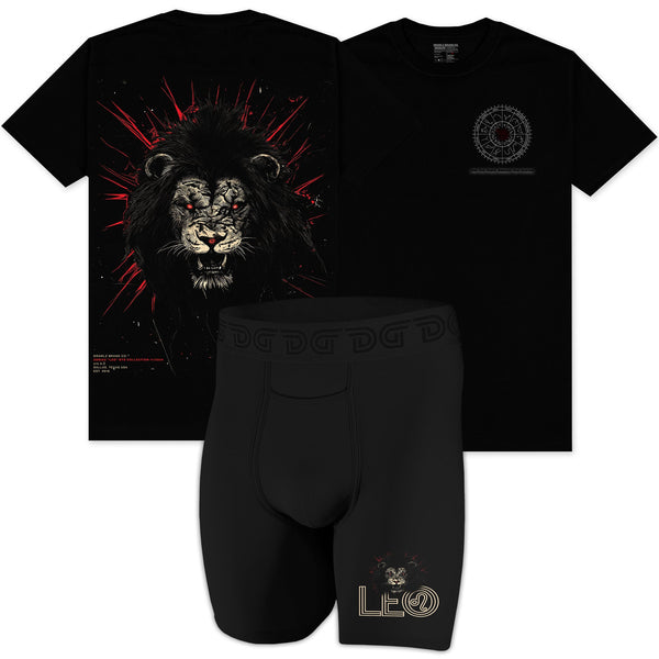Leo Pack — men's zodiac boxer brief and graphic tee set