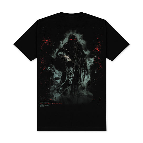 Aquarius — men's black zodiac graphic t-shirt with water-bearer design