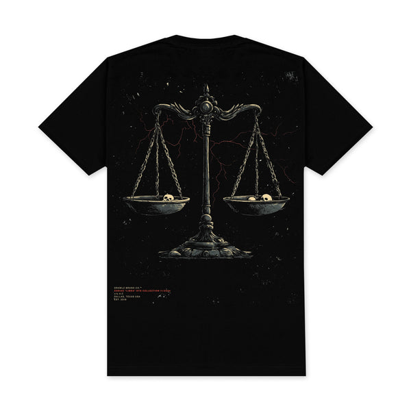 Libra — men's zodiac graphic t-shirt with scales design
