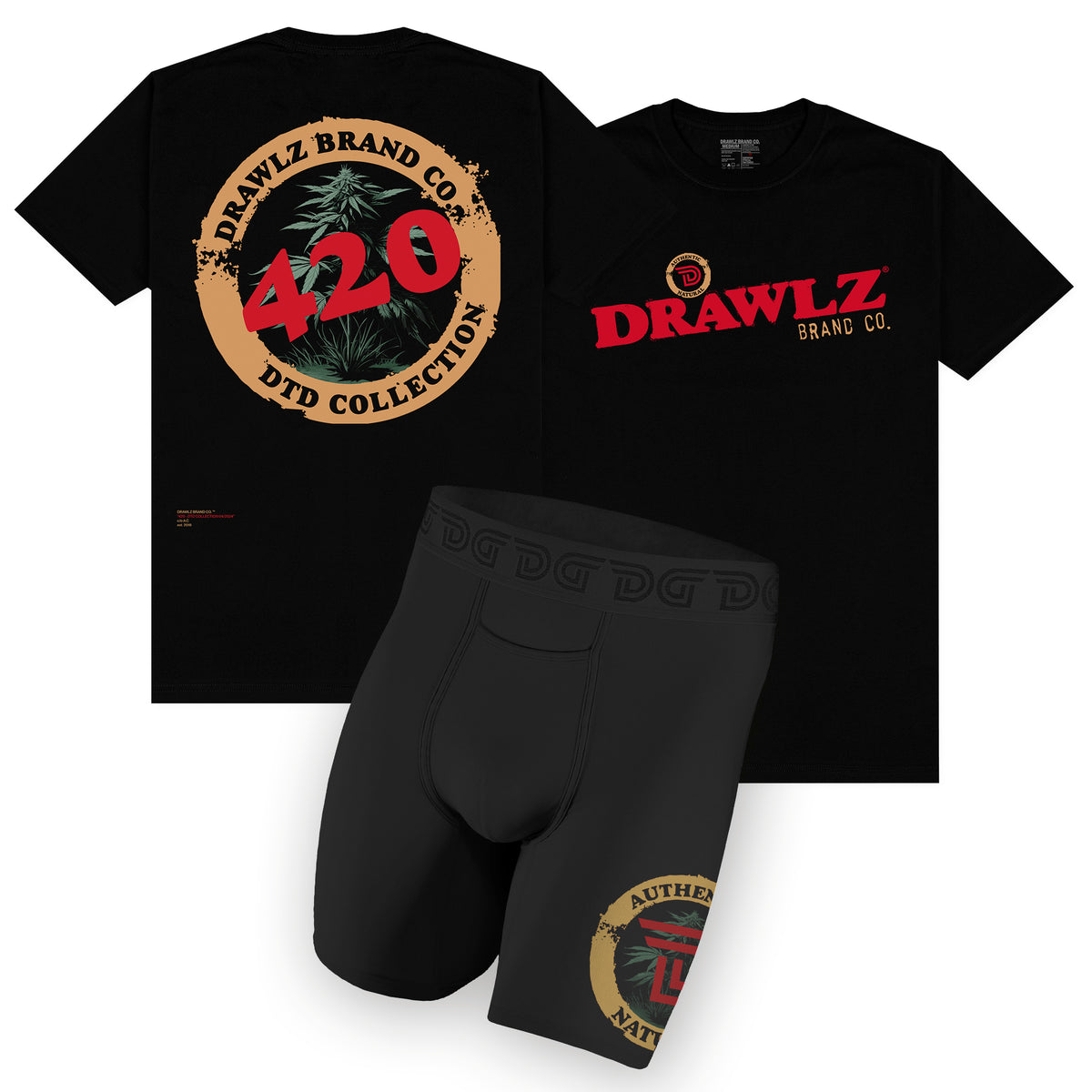 420 Drawlz Pack — men's 420 boxer brief and graphic tee set