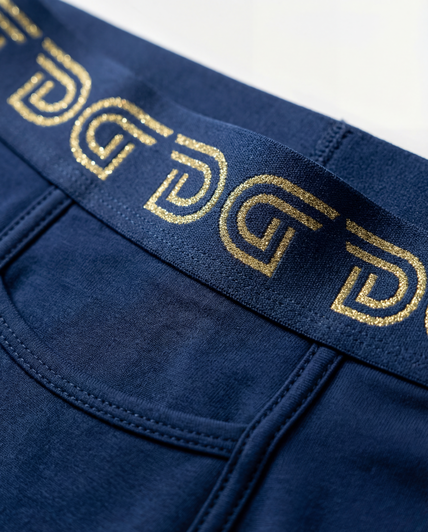 Anniversary Capsule — men's navy and gold limited-edition boxer brief set, additional view