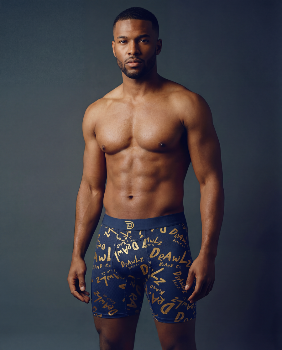 Anniversary Capsule — men's navy and gold limited-edition boxer brief set, additional view