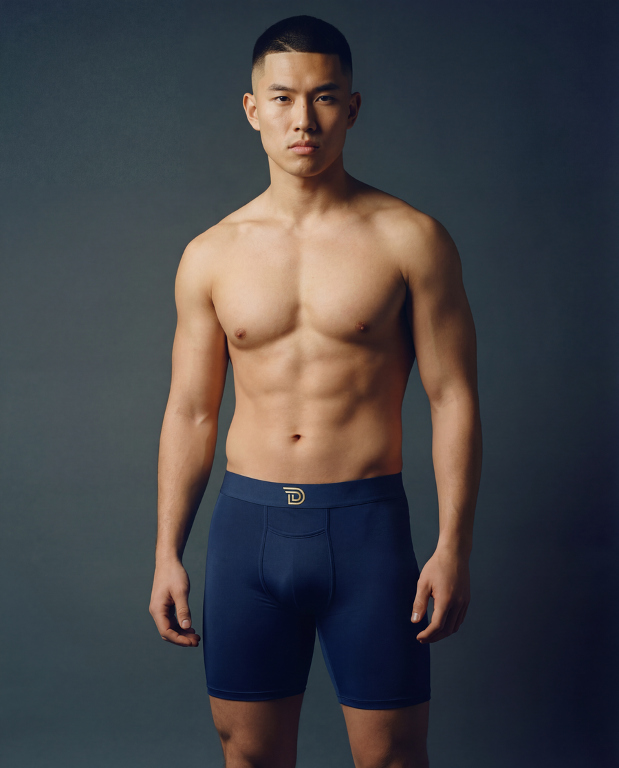 Anniversary Capsule — men's navy and gold limited-edition boxer brief set, additional view