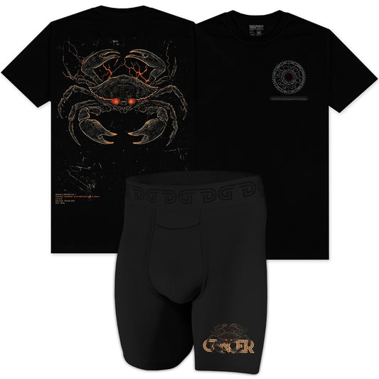 Cancer Pack — men's zodiac boxer brief and graphic tee set