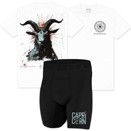 Capricorn Pack — men's zodiac boxer brief and graphic tee set