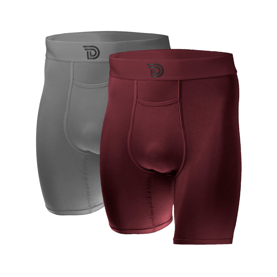 Core Duo Graphite & Oxblood — men's micro-modal boxer brief 2-pack