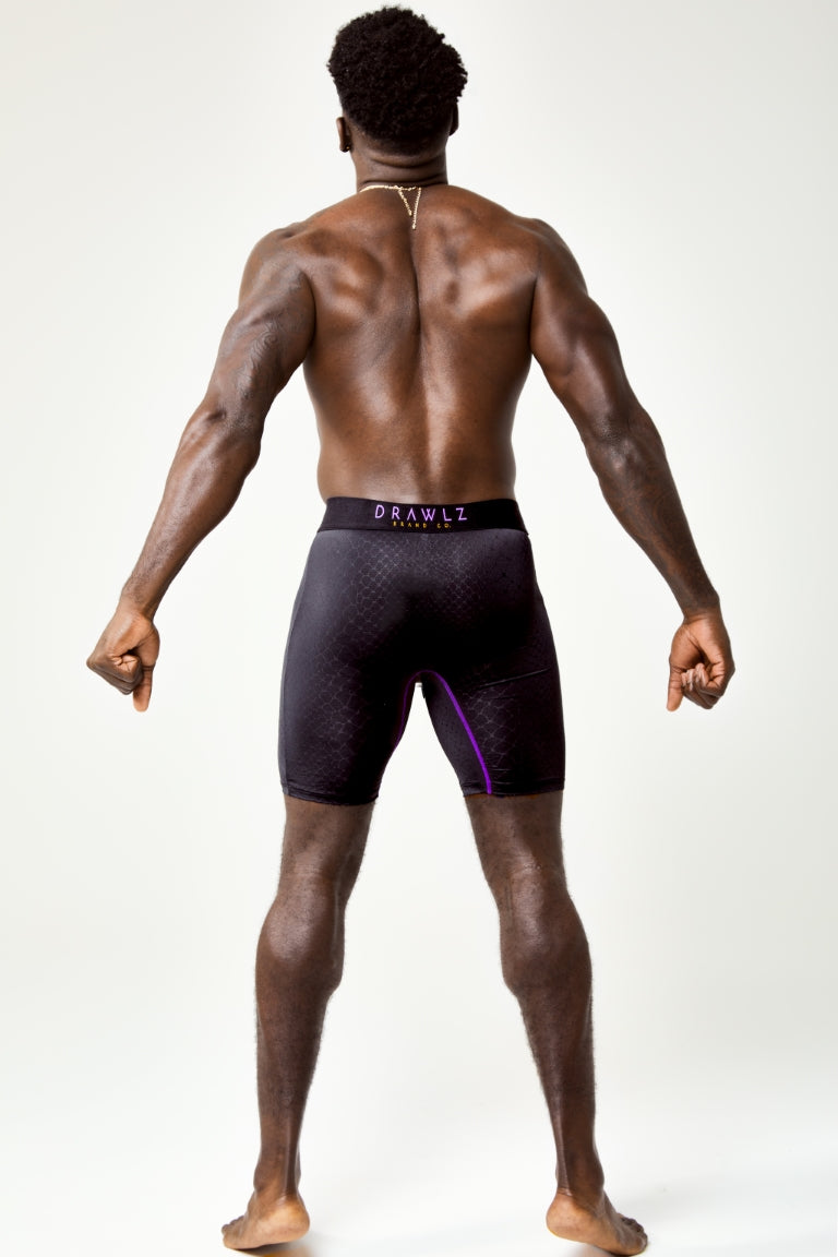 Expressionz Blaq Mambaz — men's black boxer briefs with purple graphic print, additional view