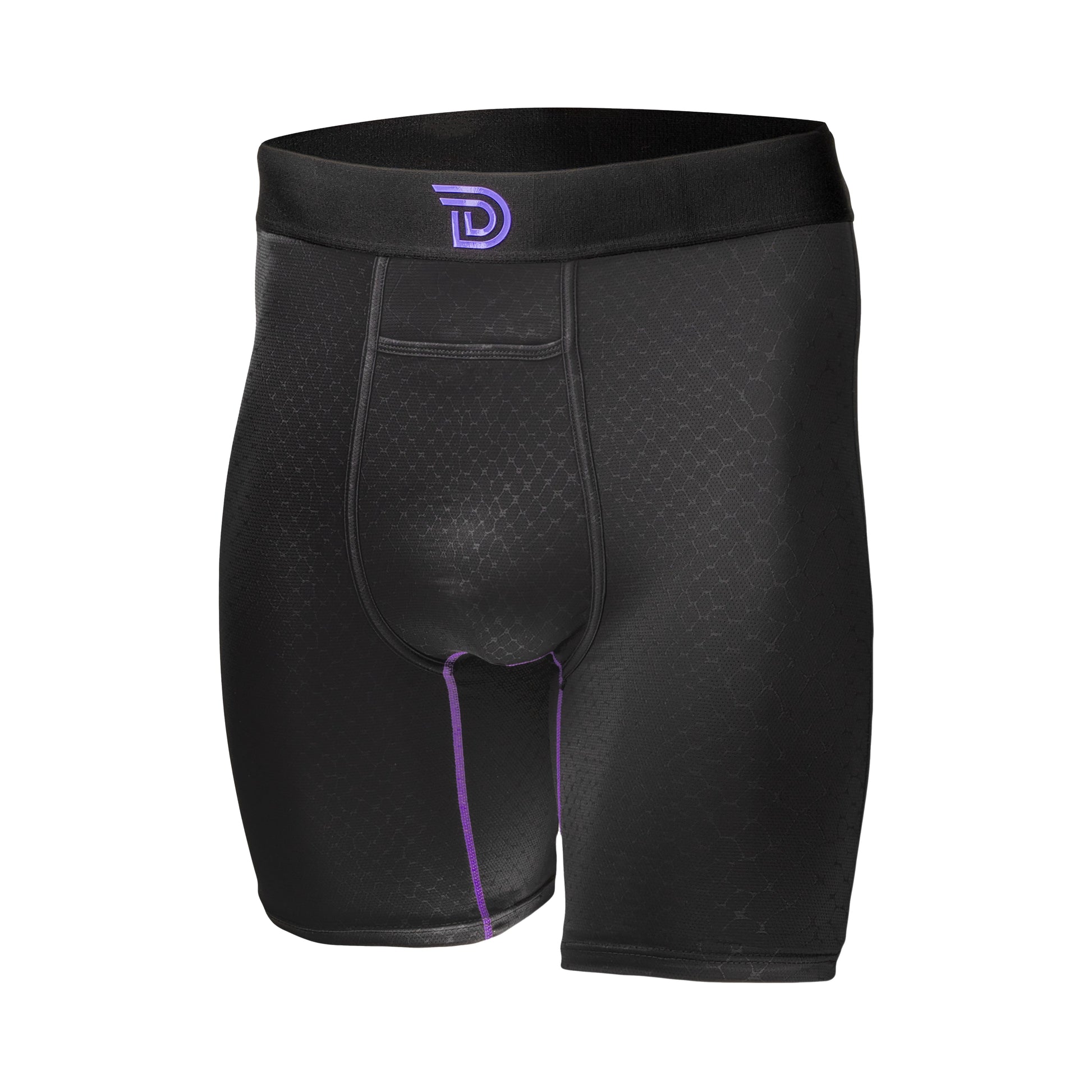 Expressionz Blaq Mambaz — men's black boxer briefs with purple graphic print