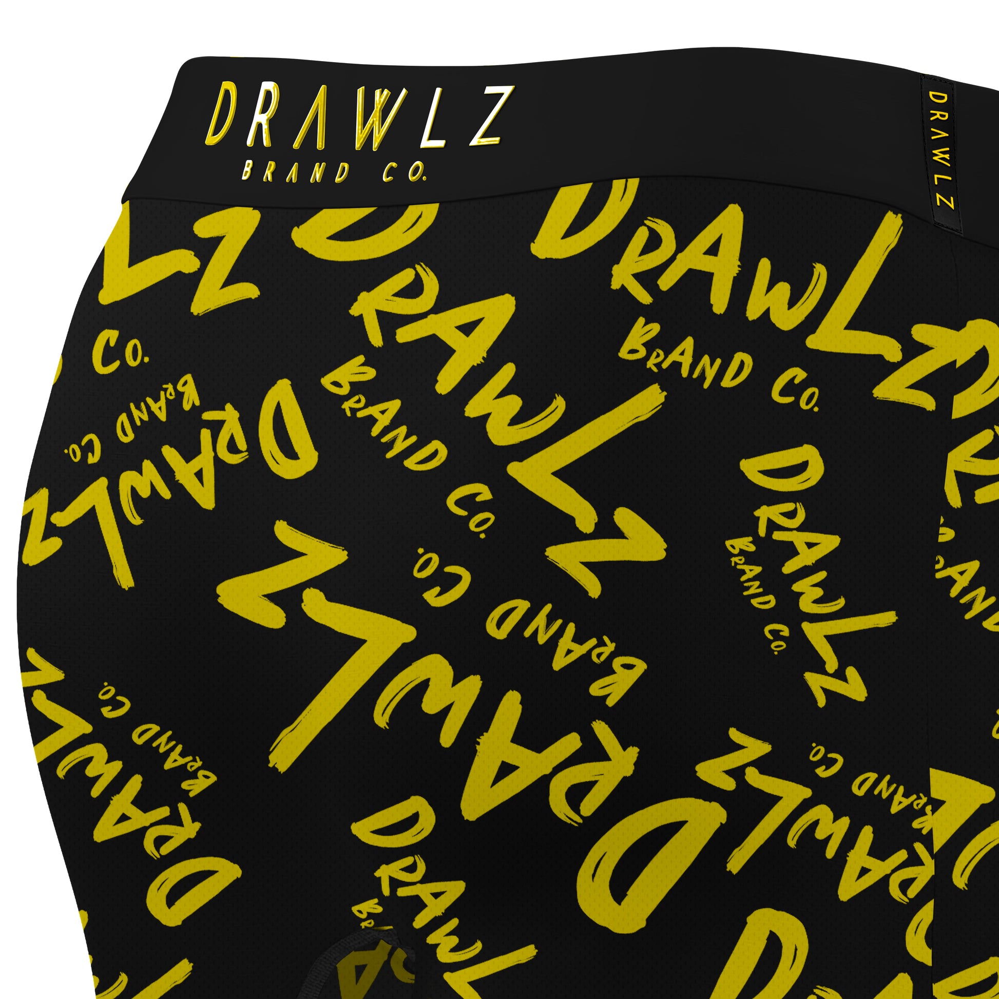 Expressionz Gothem — men's black boxer briefs with gold graffiti-script print, additional view