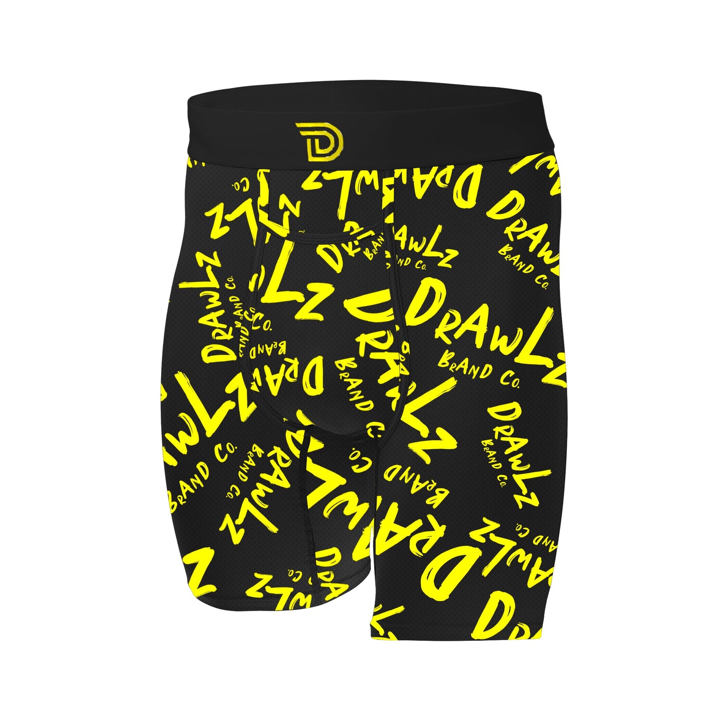 Expressionz Gothem — men's black boxer briefs with gold graffiti-script print