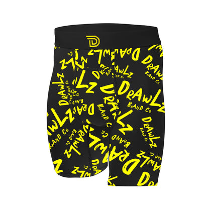 Expressionz Gothem — men's black boxer briefs with gold graffiti-script print
