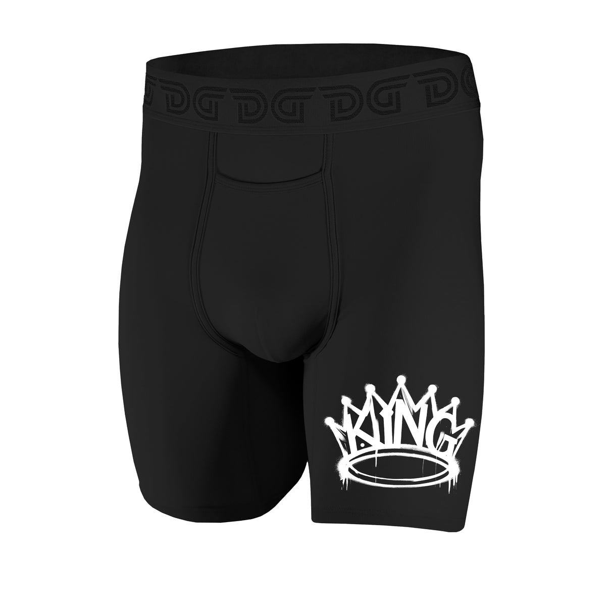 I Am King — men's black boxer briefs with white crown print, limited edition
