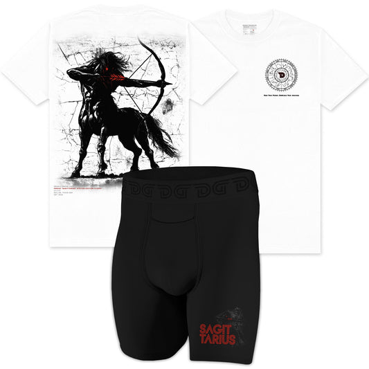 Sagittarius Pack — men's zodiac boxer brief and graphic tee set