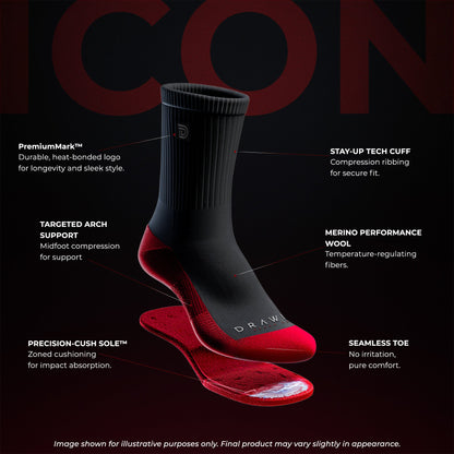 Icon Sock — men's white merino wool crew socks, additional view