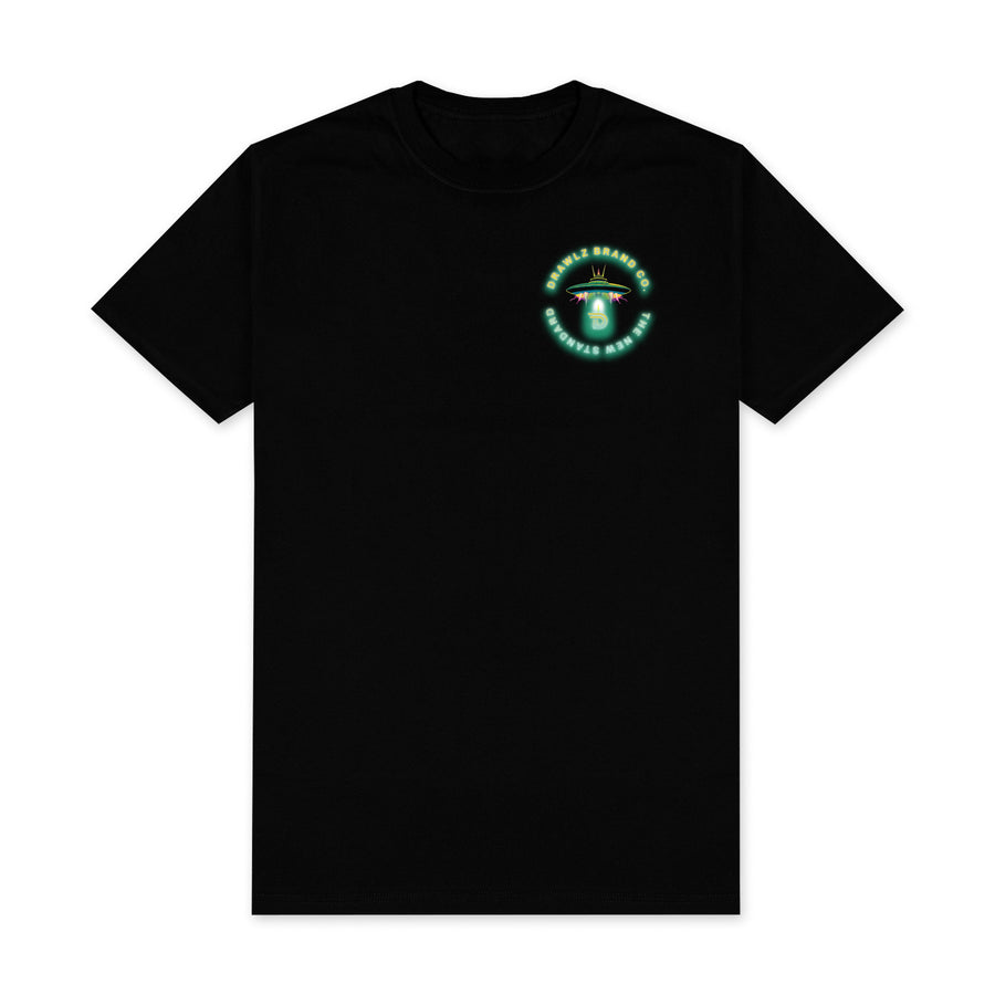 420 Cosmic Indo — men's black graphic t-shirt with cosmic psychedelic design, additional view