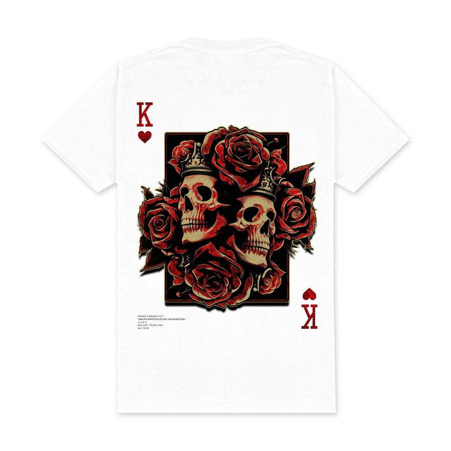 King of Hearts — men's white graphic t-shirt with King of Hearts playing-card design, additional view