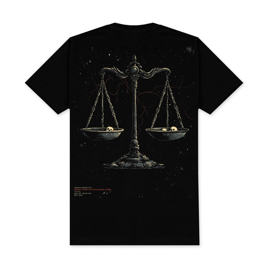 Libra — men's zodiac graphic t-shirt with scales design