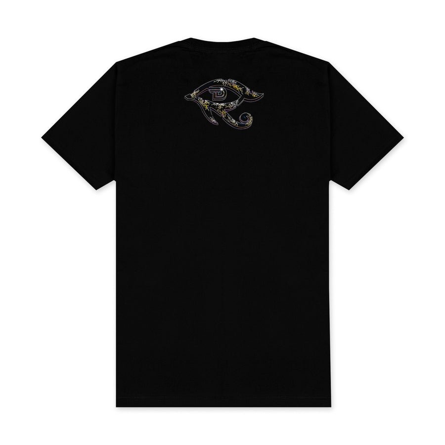 Money Bag Pharaoh — men's black graphic t-shirt with Egyptian pharaoh design, additional view
