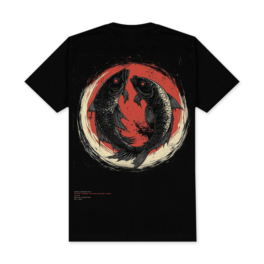 Pisces — men's zodiac graphic t-shirt with fish design