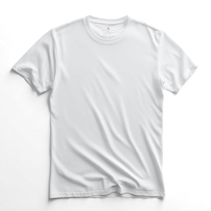SuedeSkin Crew — men's white suede-feel crew neck t-shirt