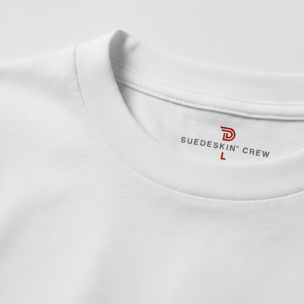 SuedeSkin Crew — men's white suede-feel crew neck t-shirt, additional view