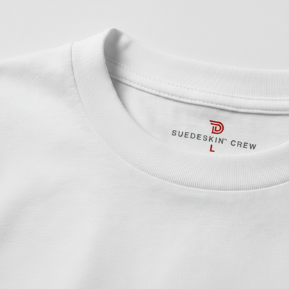 SuedeSkin Crew — men's white suede-feel crew neck t-shirt, additional view