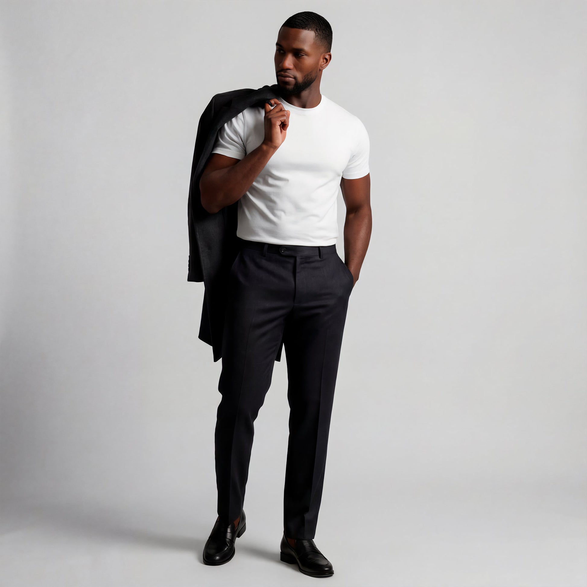 SuedeSkin Crew — men's white suede-feel crew neck t-shirt, additional view