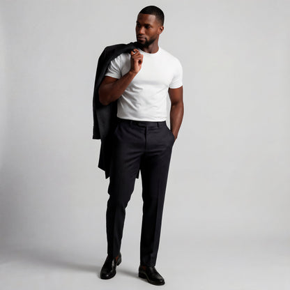 SuedeSkin Crew — men's white suede-feel crew neck t-shirt, additional view