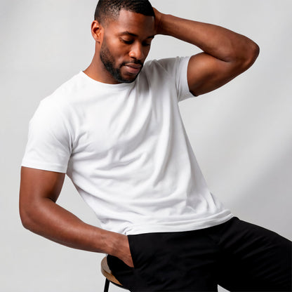 SuedeSkin Crew — men's white suede-feel crew neck t-shirt, additional view