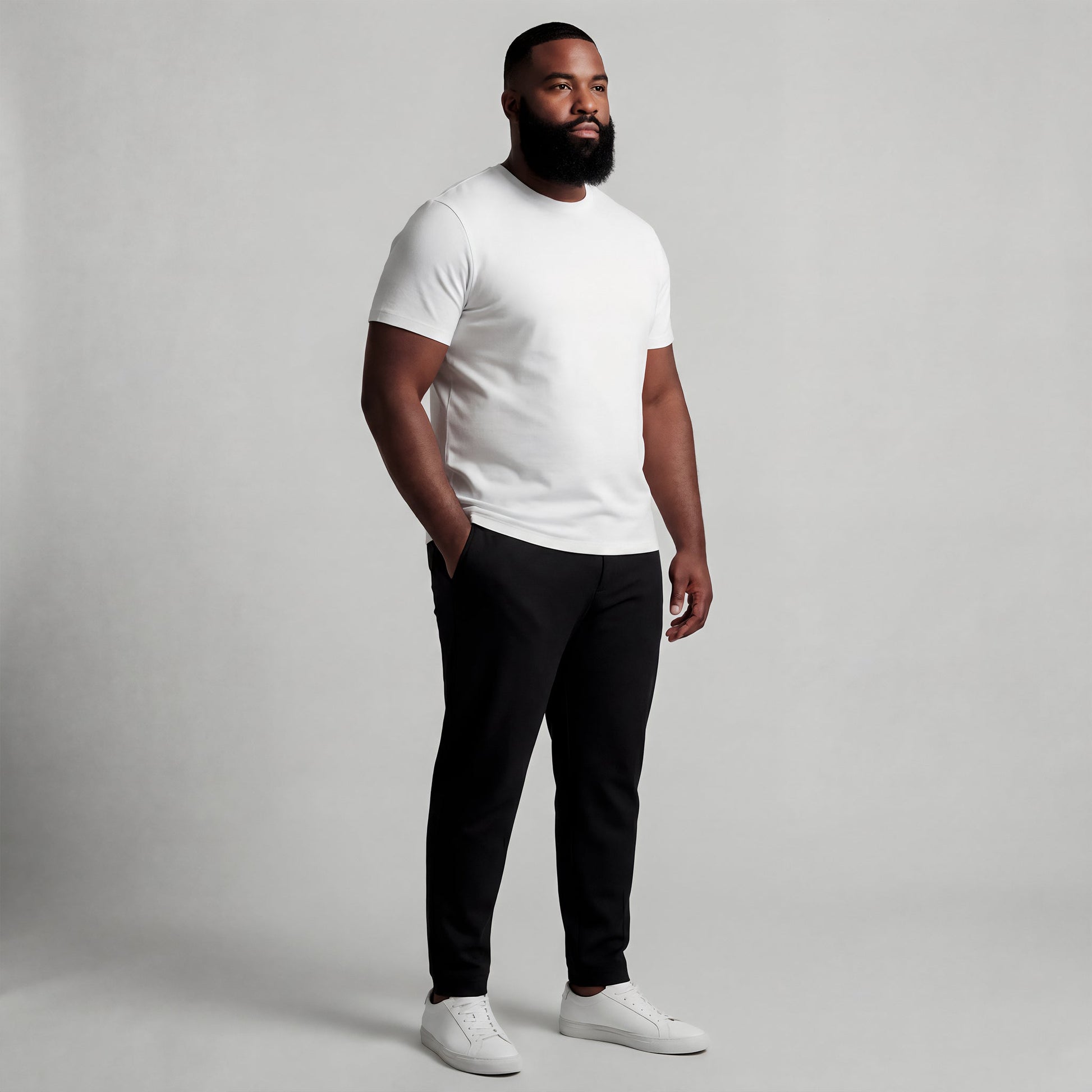 SuedeSkin Crew — men's white suede-feel crew neck t-shirt, additional view