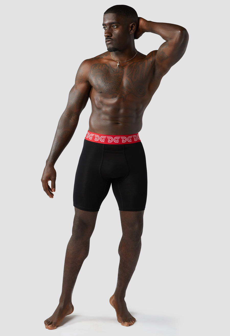 Cottonz Bred — men's red and black cotton boxer briefs, additional view