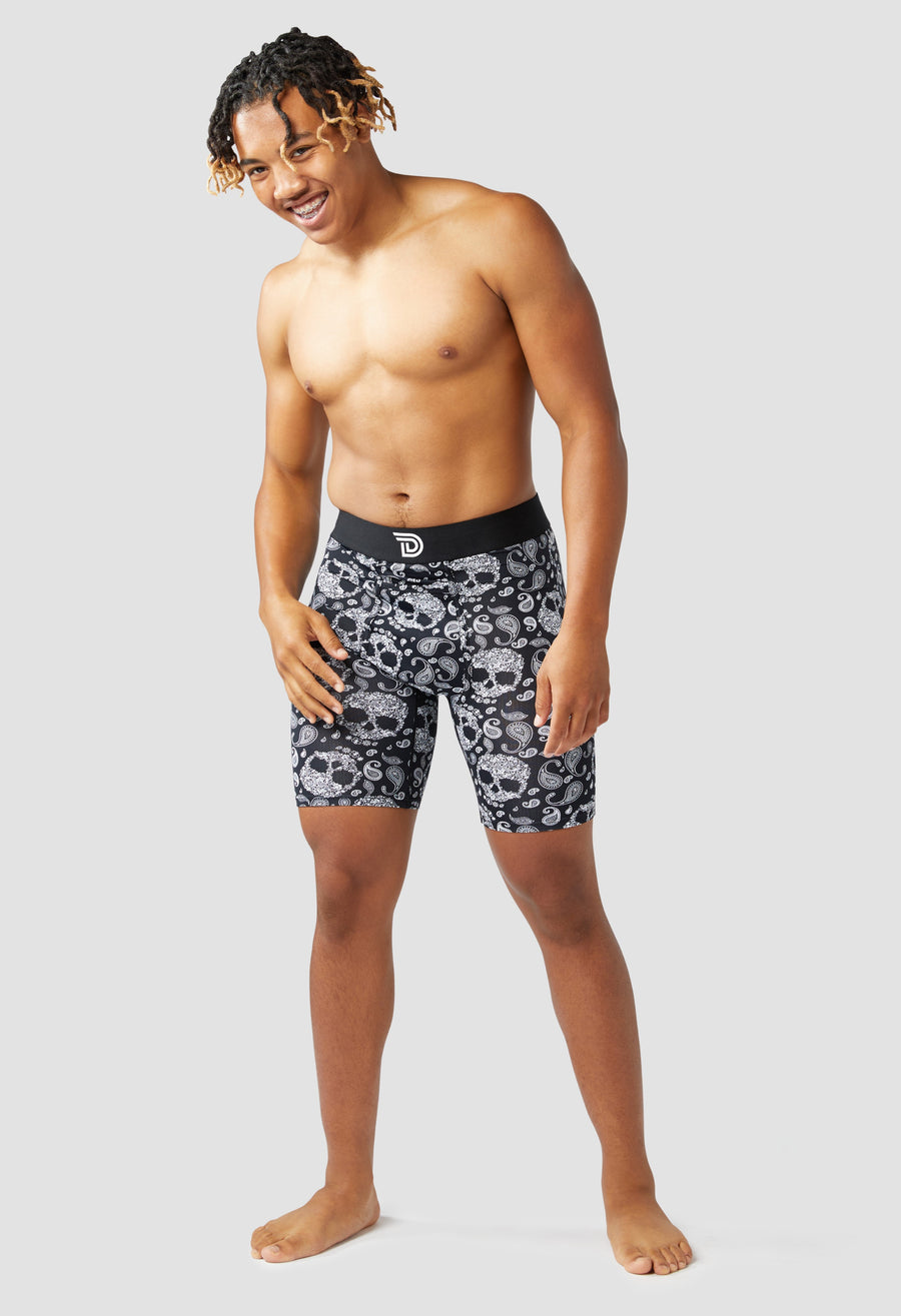 Expressionz Black Skullz — men's black boxer briefs with skull graphic print, additional view
