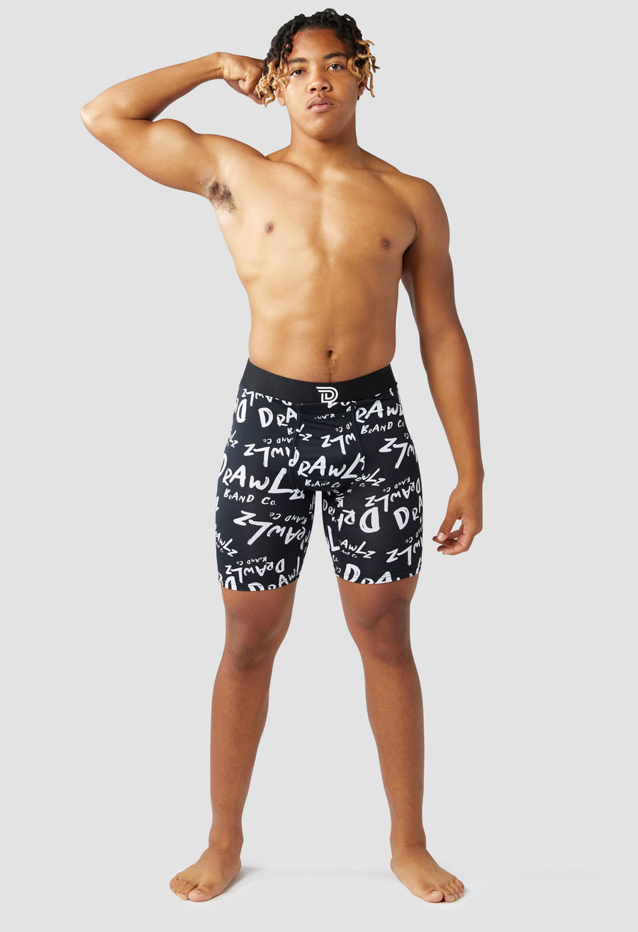 Expressionz DBC Signaturez — men's black boxer briefs with white Drawlz-script print, additional view